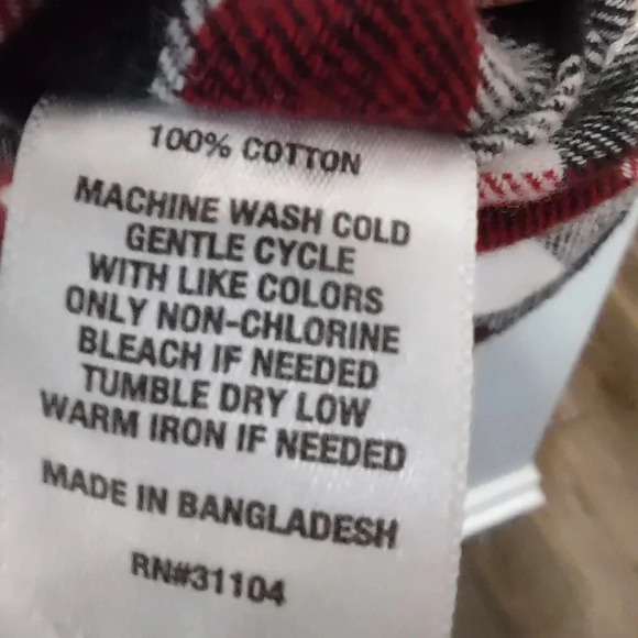 True craft men's L red black cotton flannel button down pockets - Picture 4 of 4